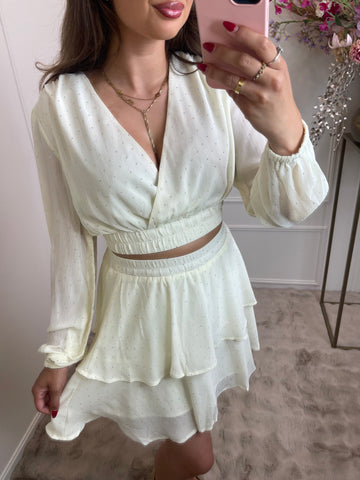 Silver diamond dots skirt creme