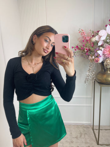 Rose long sleeve top black
