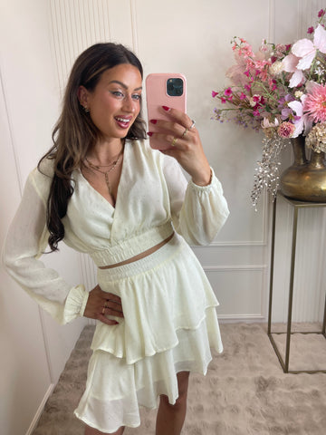 Silver diamond dots skirt creme