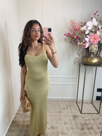 Gold lurex maxi beach dress open back