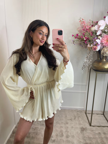 Rib playsuit creme