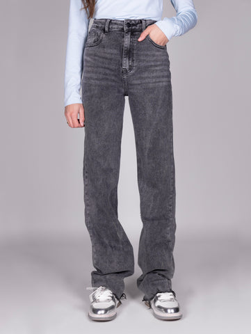 extra long wide leg jeans washed grey devon the label