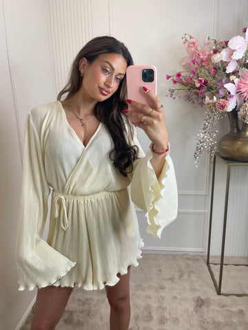 Rib playsuit creme