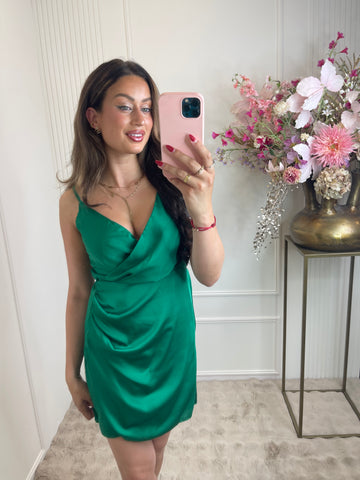 Satin dress green