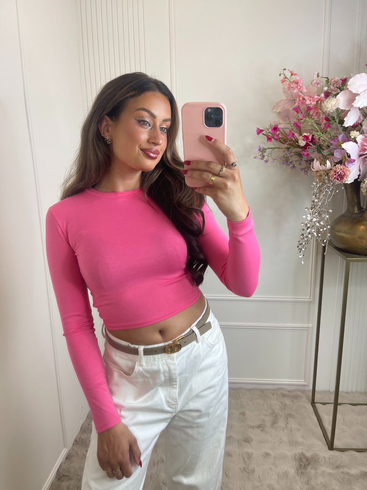 Myron long sleeve top fuchsia pink