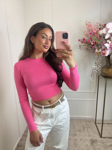Myron long sleeve top fuchsia pink