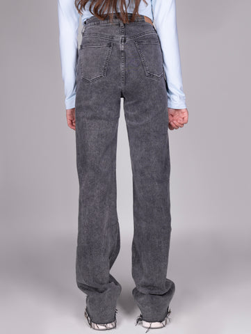 extra long wide leg jeans washed grey devon the label