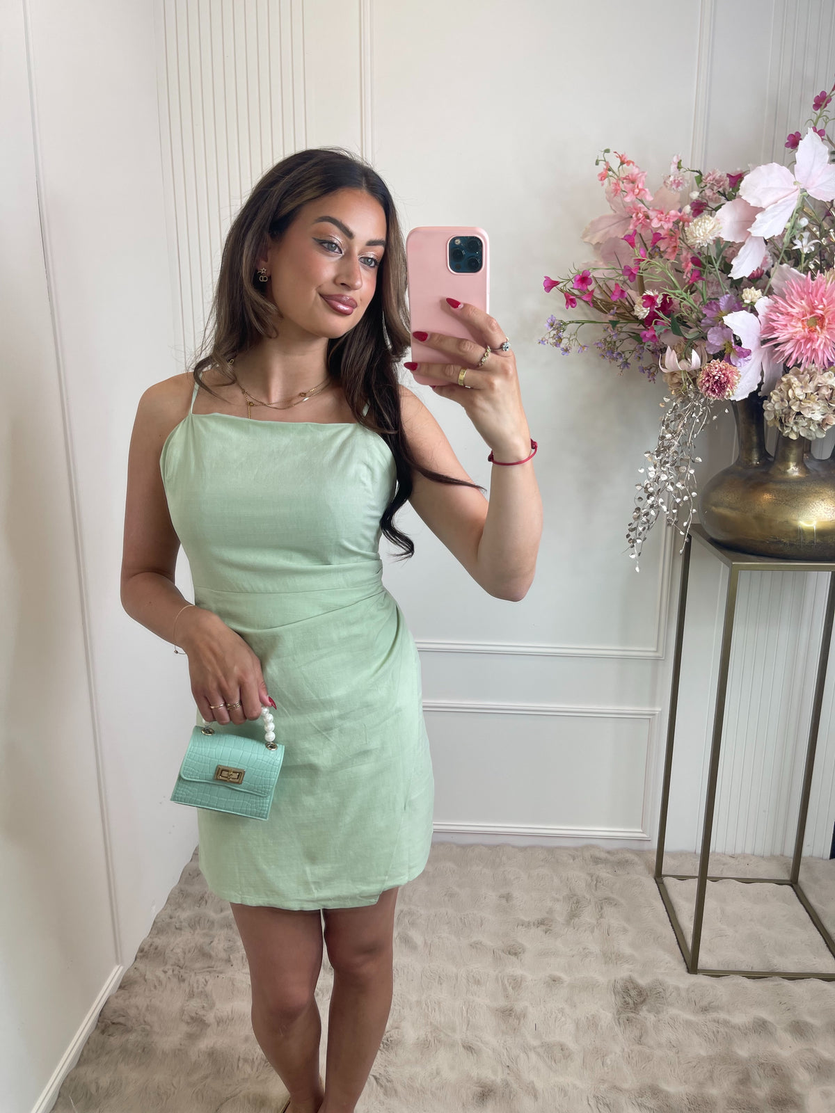 Linnen dress mint green