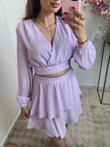 Silver diamond dots long sleeve top lila
