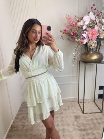 Silver diamond dots skirt creme